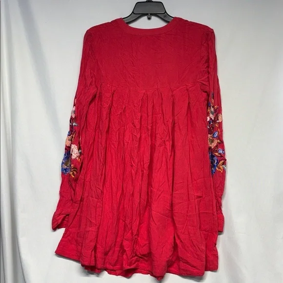 FREE PEOPLE Mia Embroidered Gauze Dress Floral Pocket White V Neck dress - Picture 6 of 10